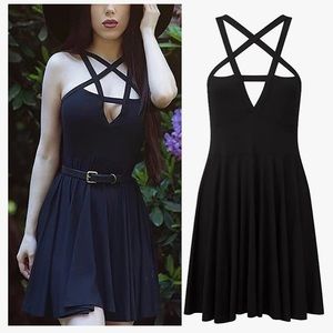 Goth witchy upside down pentagram dress